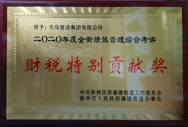 2020年度潘塘街績效管理綜合考評(píng)財(cái)稅特別貢獻(xiàn)獎(jiǎng)